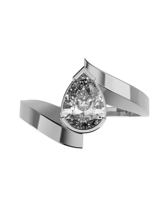 Anillo de Compromiso en Oro Blanco 14K con Circ... image number null