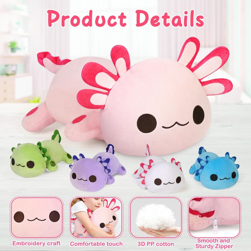 Juguetes De Peluche Mam&aacute; Ajolote Con 4 Beb&eacute;s De... image number null