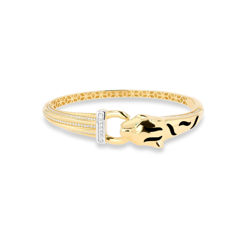 Pulsera De Jaguar De Oro Amarillo Con Blanco 14... image number null