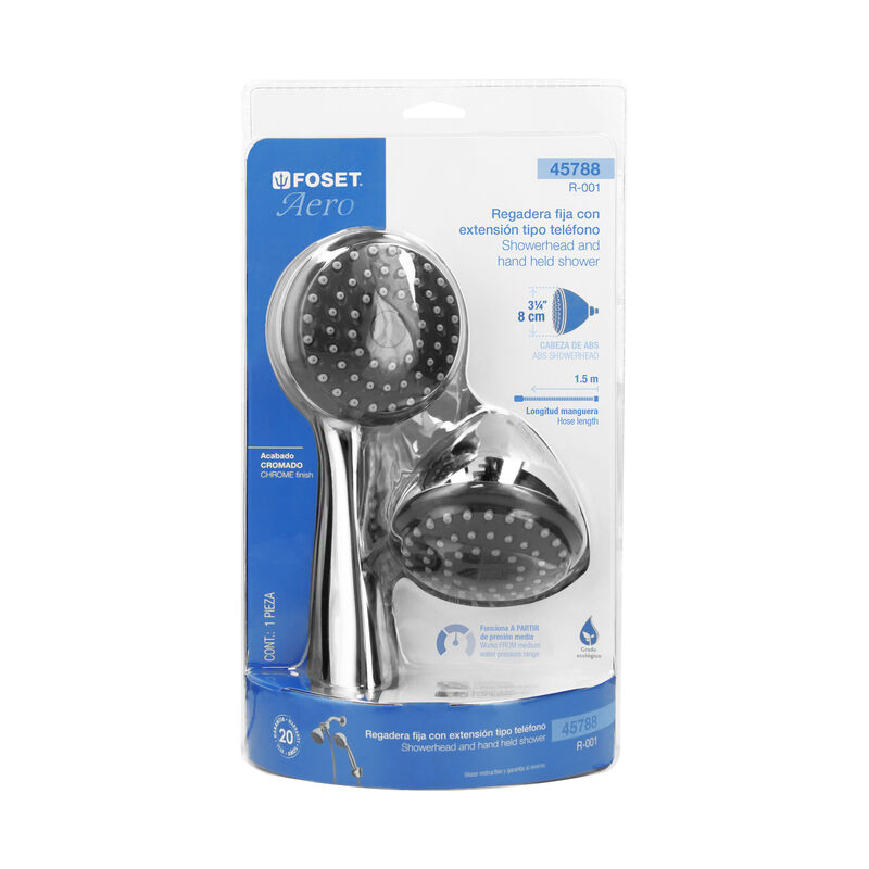 Regadera 3-1/4' con Extensi&oacute;n Tipo Tel&eacute;fono Fos... image number null
