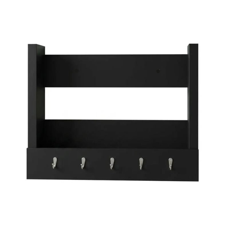 Repisa Flotante Am 3117 Negro 1 Nicho Y 5 Ganch... image number null