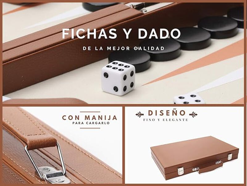 Hanylish Backgammon de Cuero Sintético Profesio... image number null