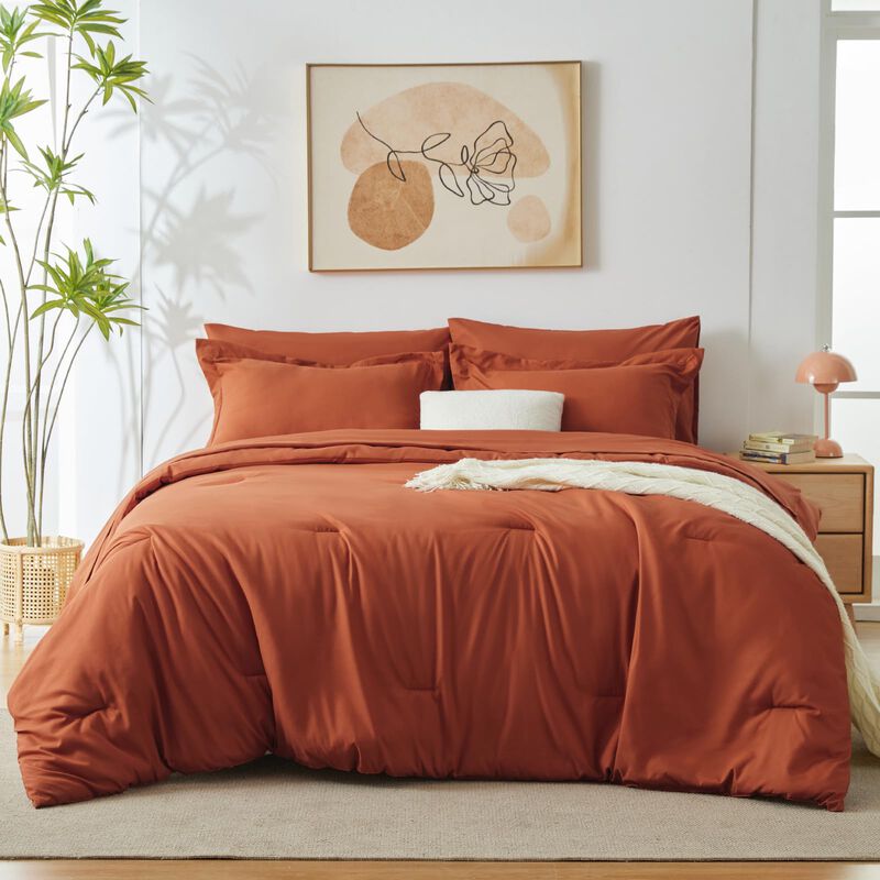 Juego De Edred&oacute;n Cozylux Queen Burnt Orange Jue... image number null