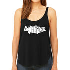 Tank Top Holgado Word Art Para Mujer - Bass - Gone Fishing- Negro