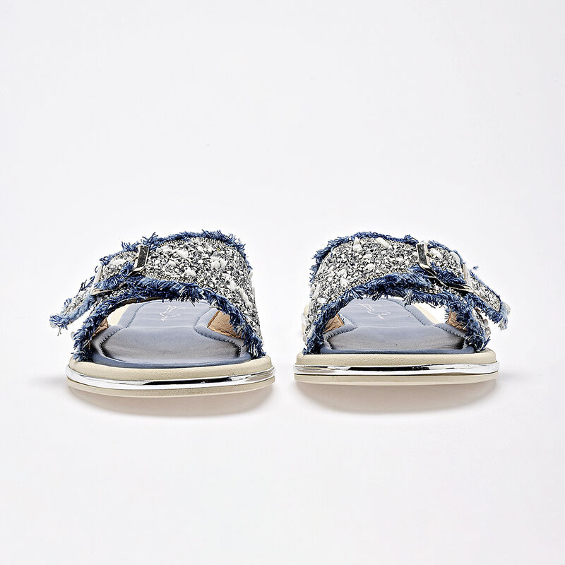 Been Class sandalia piso para mujer azul plata ... image number null