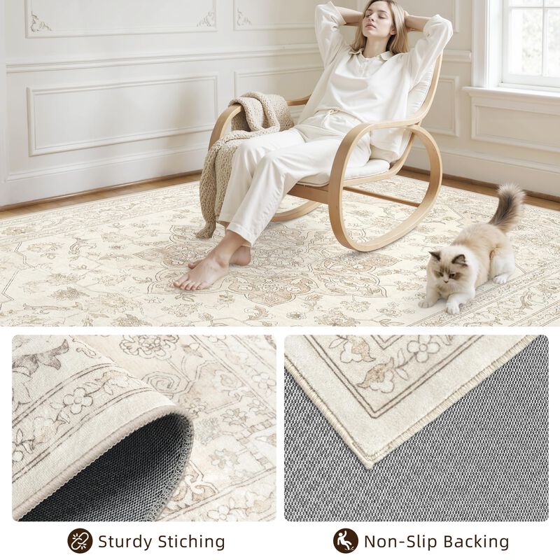 Alfombra Luxturiy 305x244 cm Lavable Beige Blan... image number null