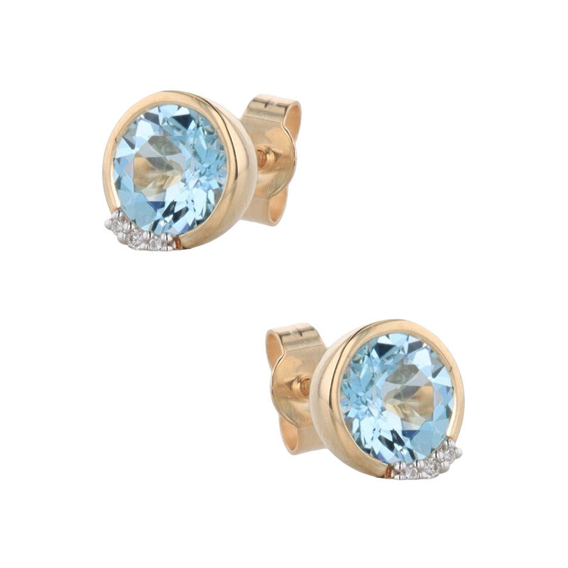 Aretes Oro Amarillo 10k Con 2 Pts De Diamante Y... image number null
