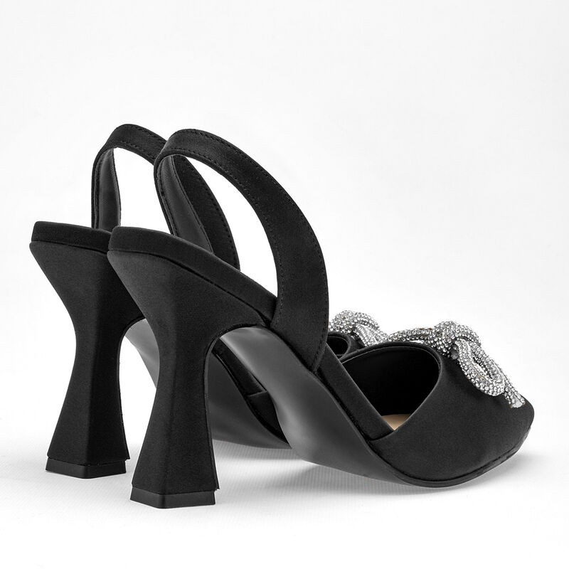 Moramora Zapatilla para mujer negro satin plata image number null