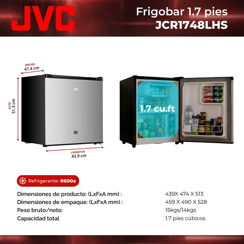 Jvc Refrigerador Compacto 1.7 Pies 48 Litros Co... image number null