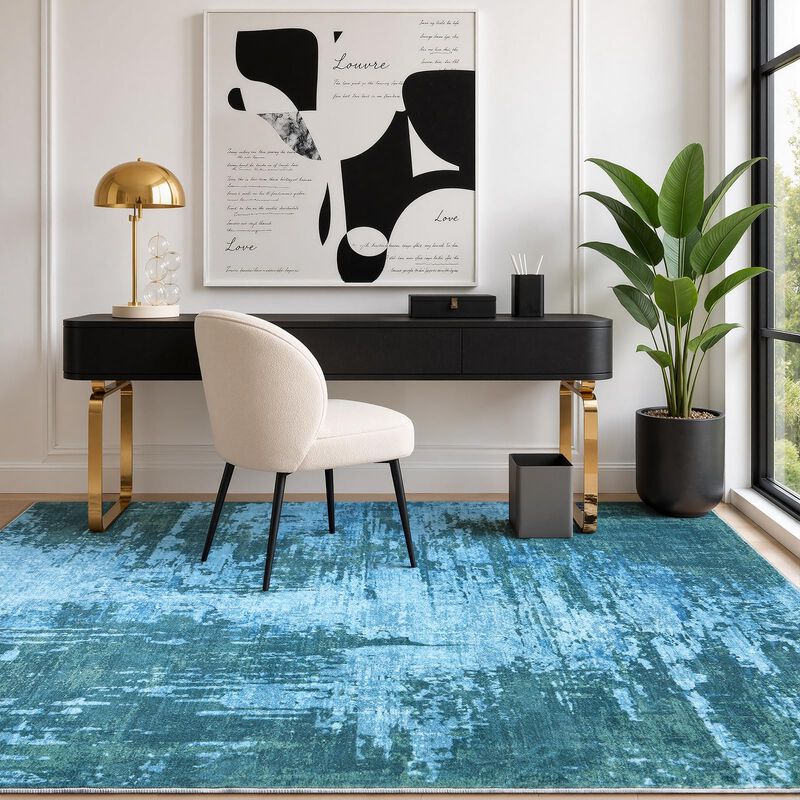 Alfombra Merelax 122x183 Cm Azul Lavable Antide... image number null