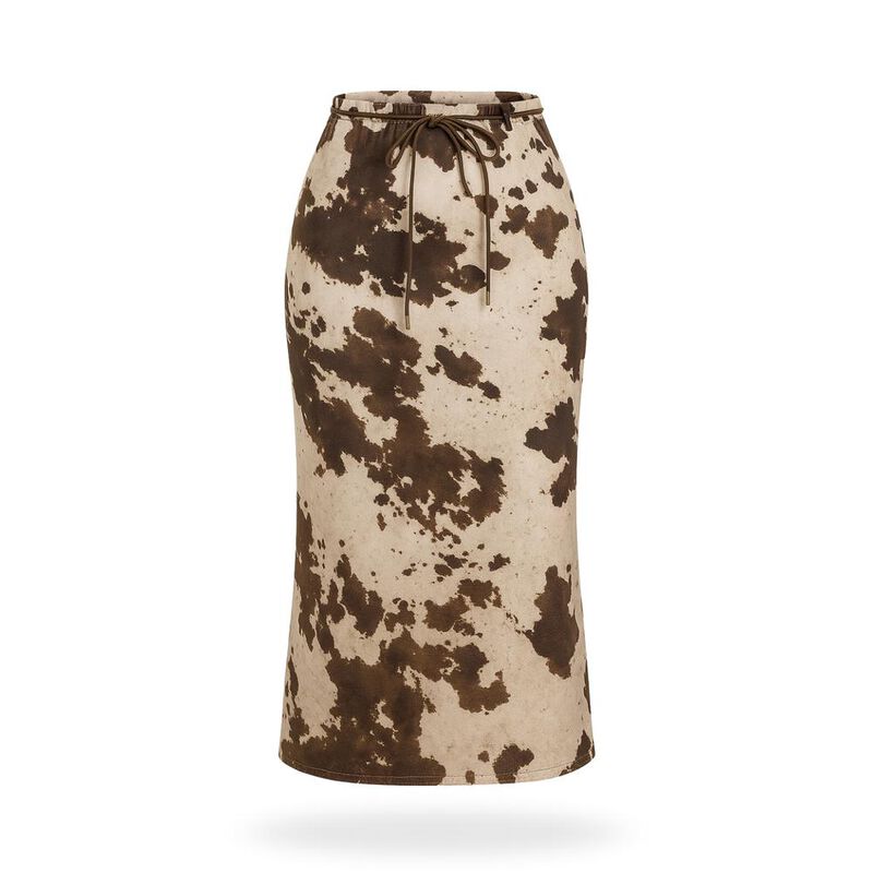 Falda con cintur&oacute;n satinada vaca image number null