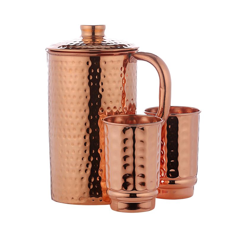 Juego De Jarra Y Vasos De Cobre Healthgoodsin 1... image number null