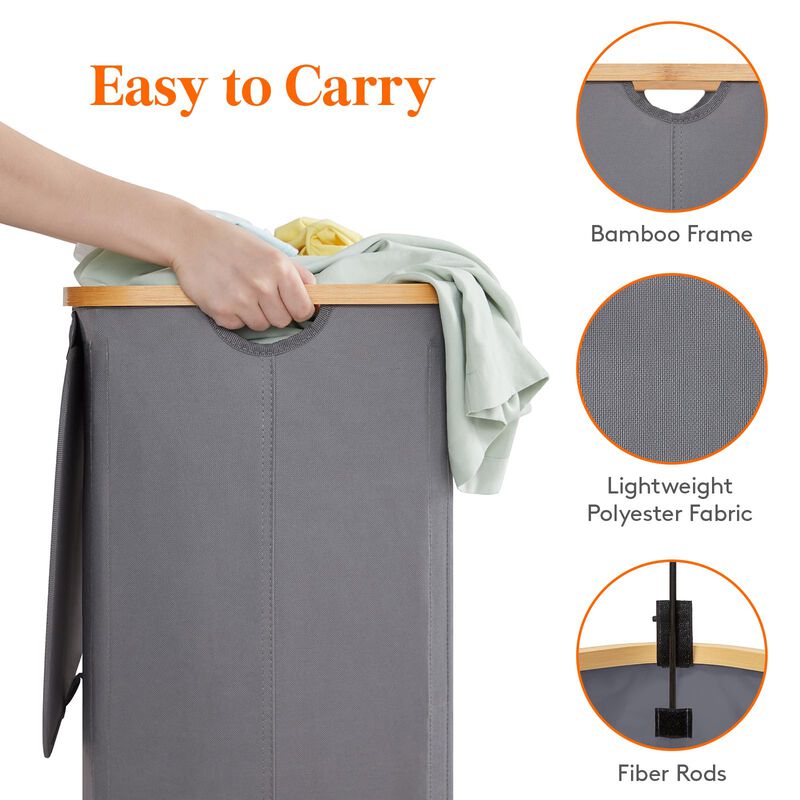 Cesto de ropa Lifewit 120 l gris con bolsa extr... image number null