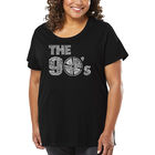 Camiseta De Talla Grande Word Art Para Mujer - Los 90- Negro