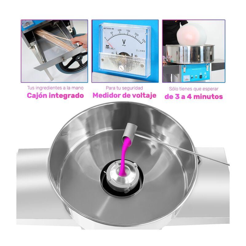 M&aacute;quina para Algod&oacute;n de Az&uacute;car Comercial Ruedas... image number null