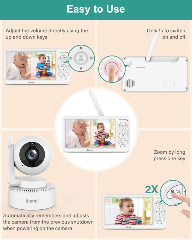 Monitor Para Beb&eacute;s Blemil 6 Con 2 C&aacute;maras, 30 H... image number null