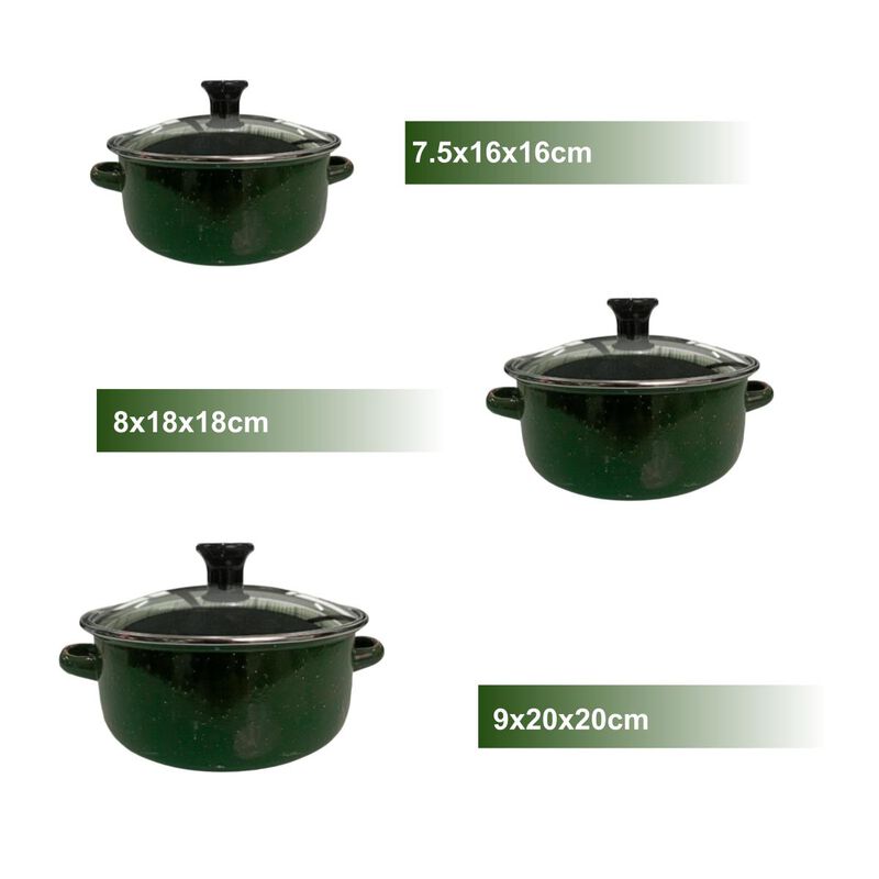 Juego de ollas de Peltre  verde con tapa 6 pz I... image number null