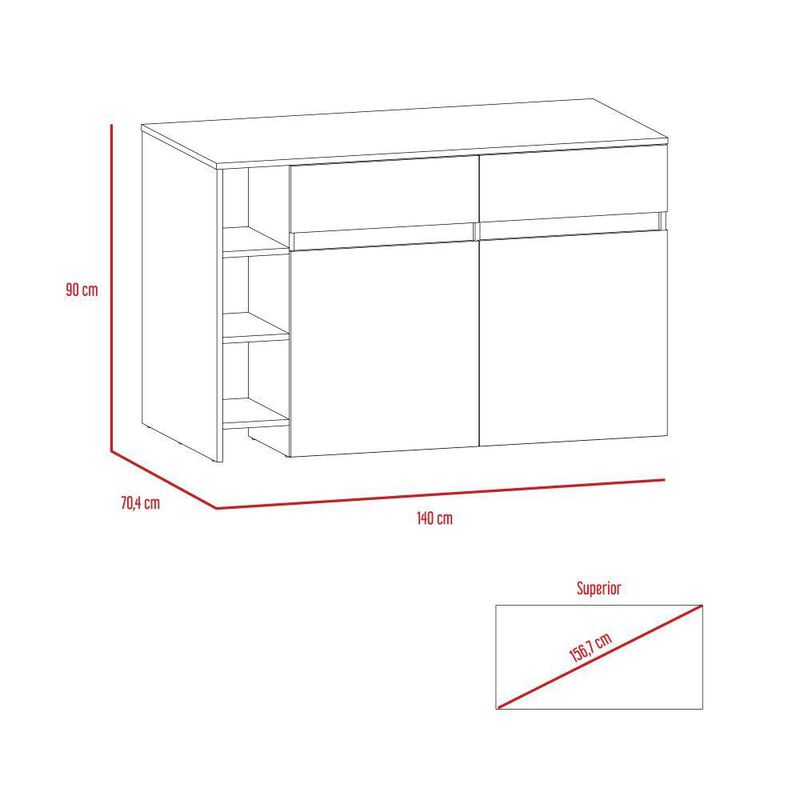 Barra De Cocina Polux Blanco Y Beige Virtual Mu... image number null