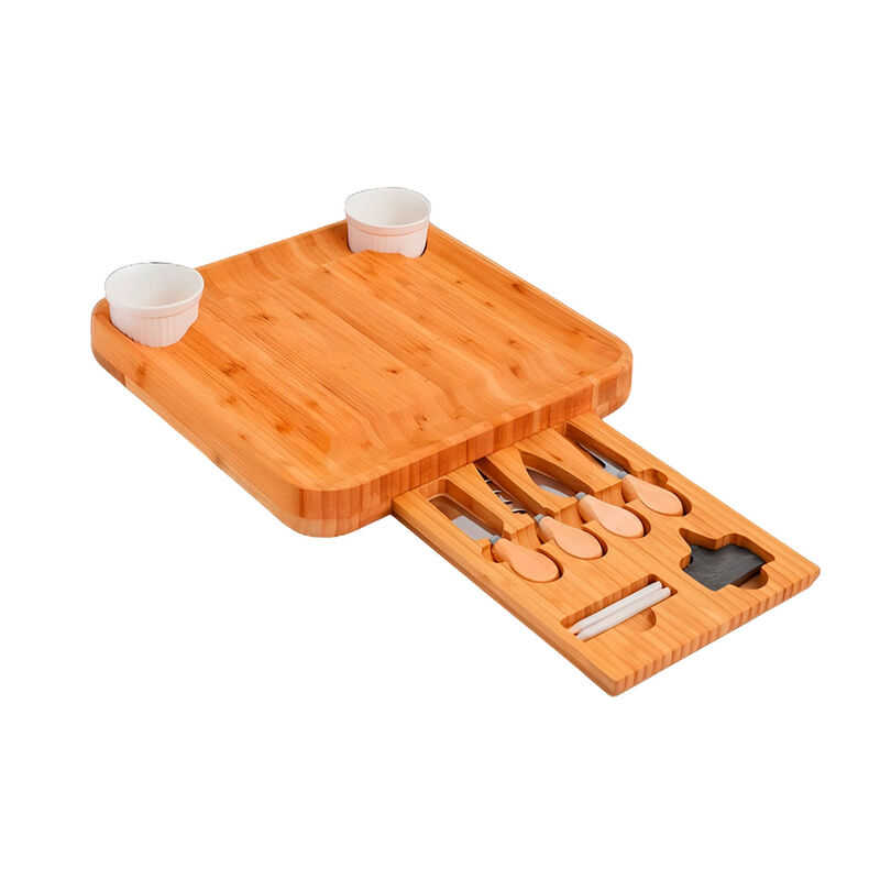 Tabla para Quesos Cuadrada de Bamb&uacute; con Cuchill... image number null