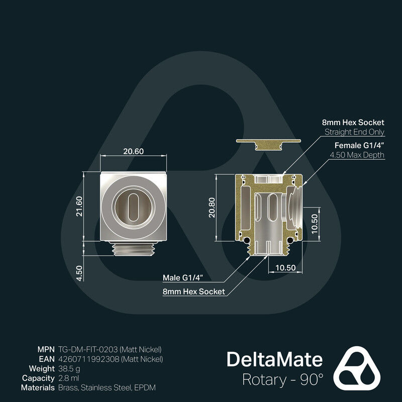 Thermal Grizzly Deltamate Adaptador 90&deg; Niquel ... image number null
