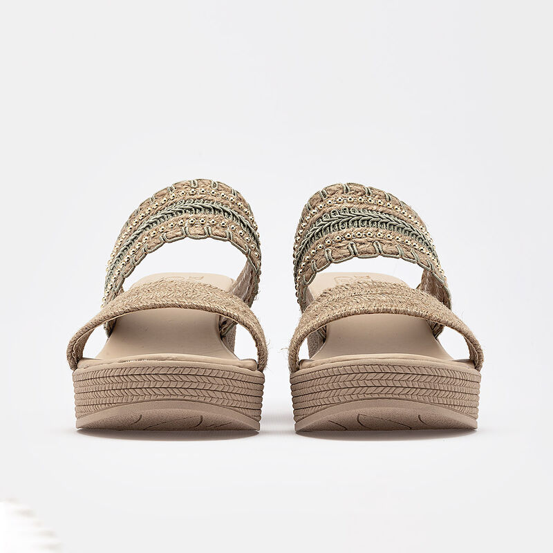 Rojo Cereza sandalia cu&ntilde;a para mujer beige verd... image number null