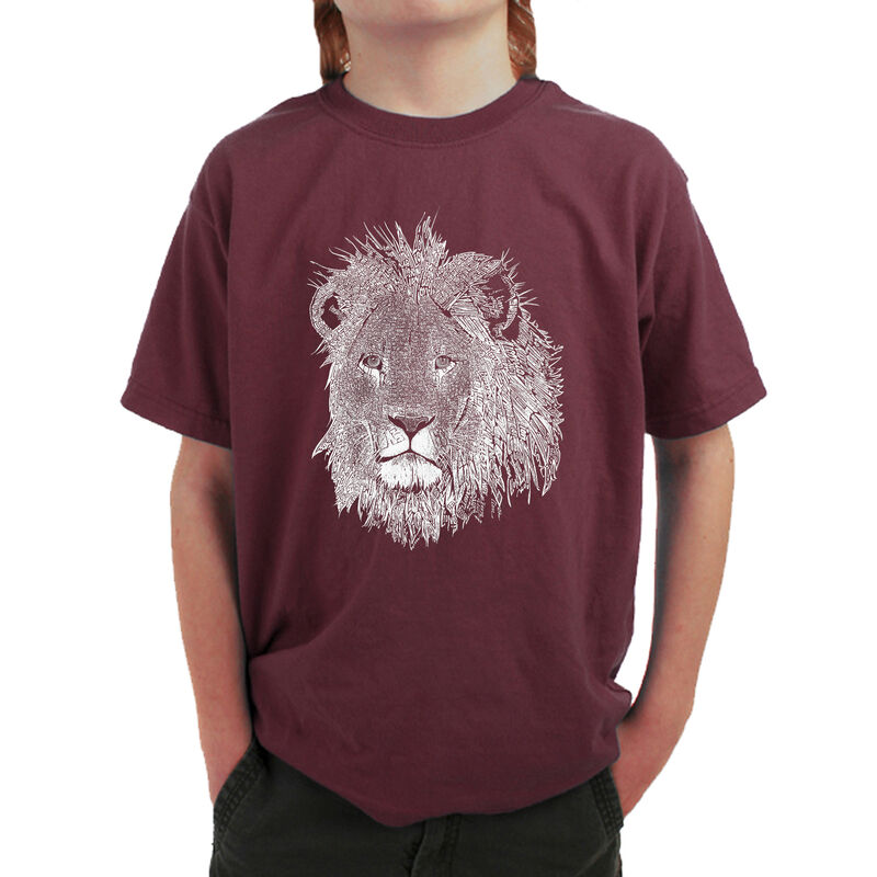 Camiseta Word Art Para Ni&ntilde;o - Le&oacute;n - Granate image number null