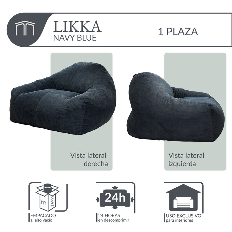 Sill&oacute;n Espuma Alta densidad LIKKA Navy Blue 1 p... image number null