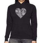 Sudadera Con Capucha Word Art Para Mujer - Coraz&oacute;n de Flores - Negro