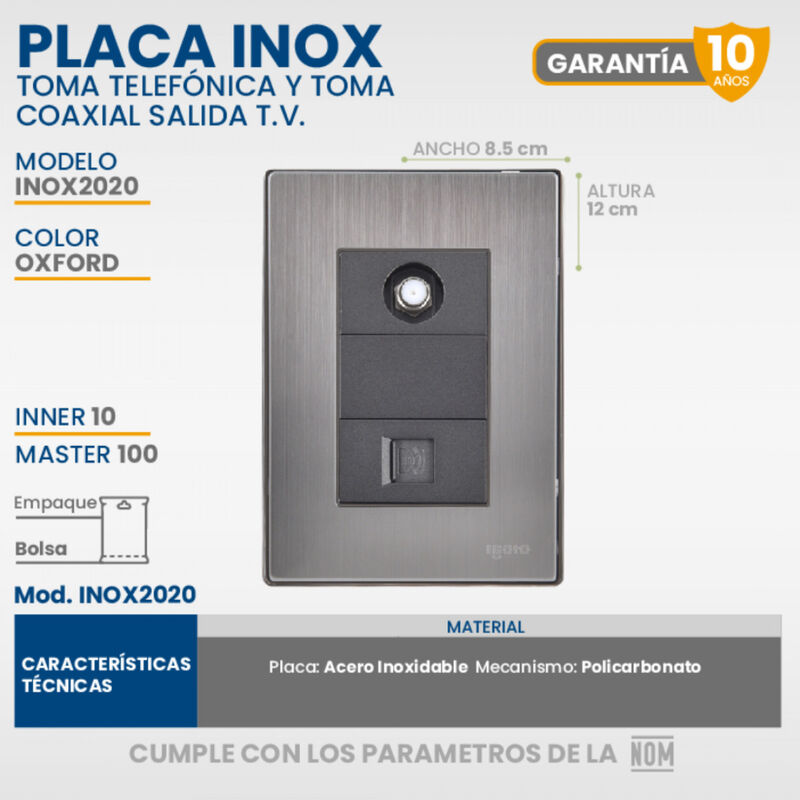 Paquete 5 piezas Placa Armada Con 1 Toma Telef&oacute;... image number null