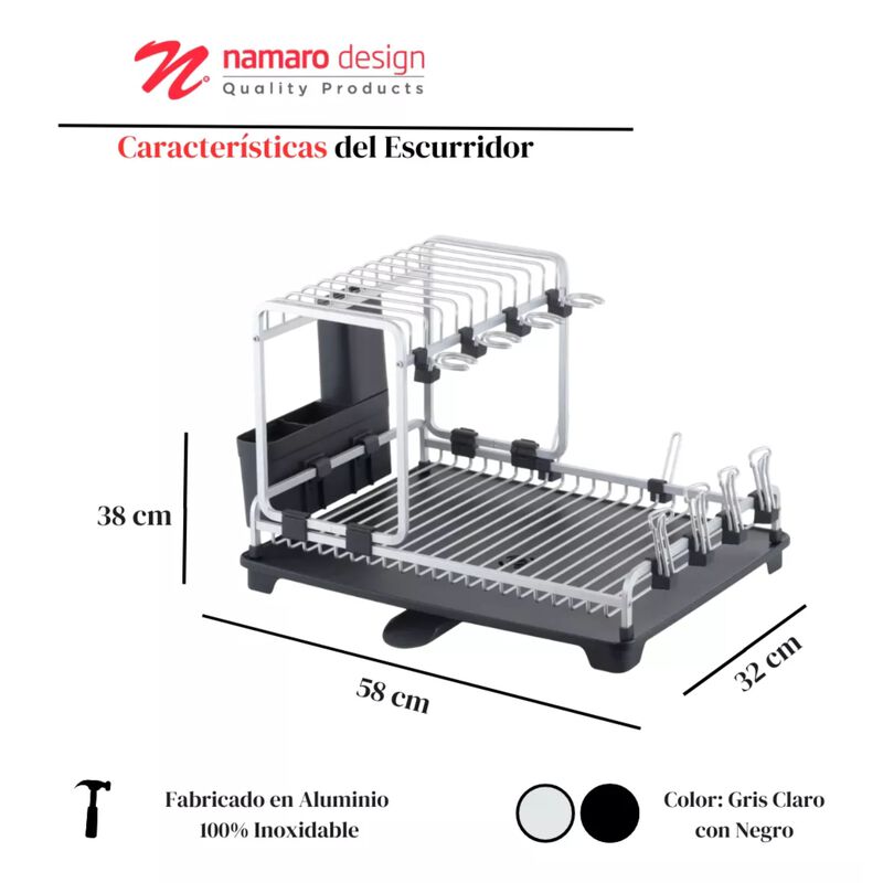 Escurridor De Platos Aluminio Milan Vertical Na... image number null