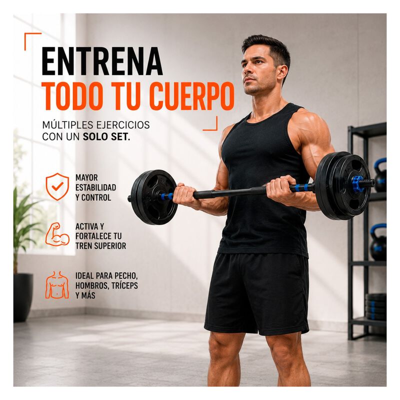 Kit Mancuerna Ajustable 20 Kg Pesas Barra Kettl... image number null