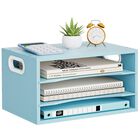 Bandeja Organizadora Marbrasse De 3 Niveles, Madera, Azul, 34 &times; 23 &times; 19 cm