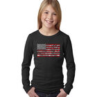 Camiseta De Manga Larga Word Art Para Ni&ntilde;a - Bandera Americana Con Fuegos Artificiales - Negro