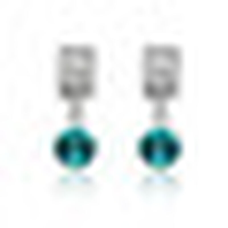 Aretes en Baño de Oro Blanco de 18K con Cristal... image number null