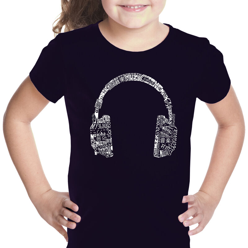 Camiseta Word Art Para Ni&ntilde;a - Aud&iacute;fonos de Idio... image number null