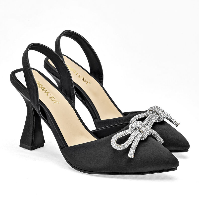 Moramora Zapatilla para mujer negro satin plata image number null