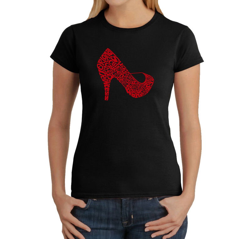 Camiseta Word Art Para Mujer - Tac&oacute;n Alto- Negr... image number null