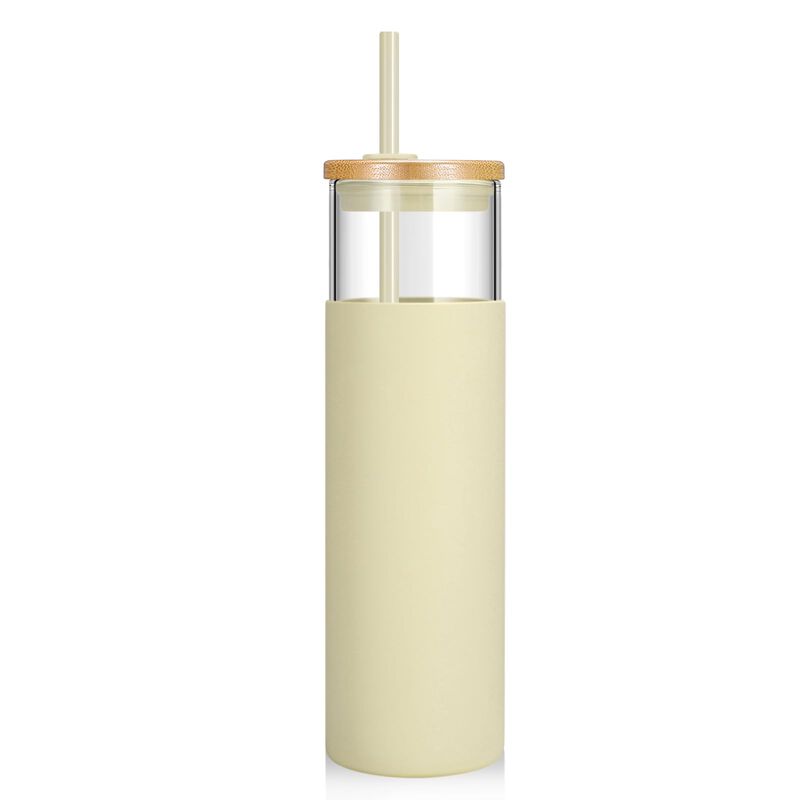 Vaso De Vidrio Tronco 800 ml Con Tapa Y Pajilla image number null