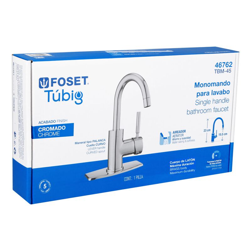 Monomando Corto para Lavabo Cromo Foset Tubig image number null