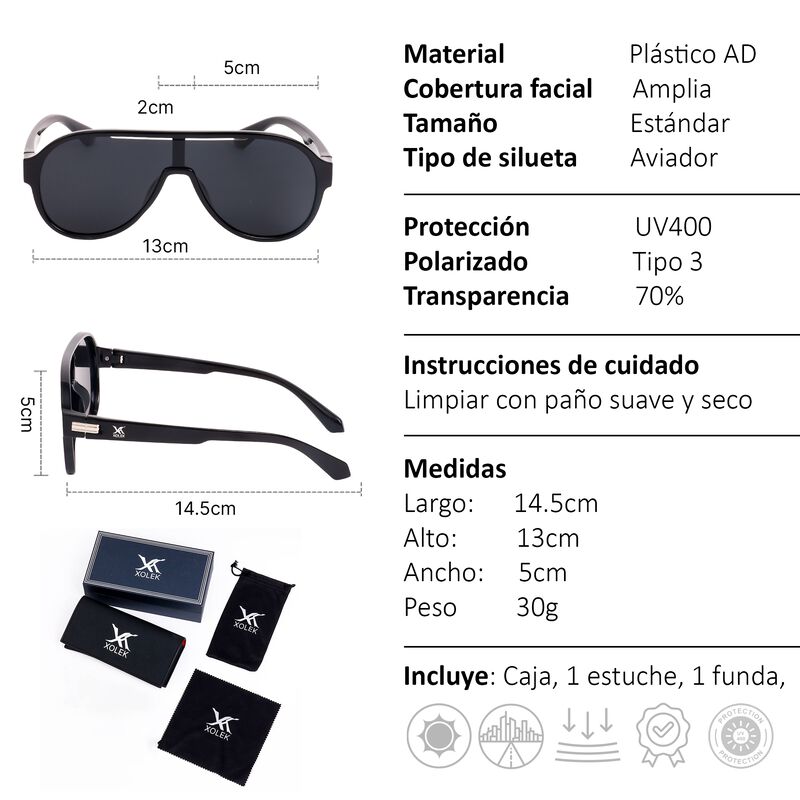 Lentes De Sol Xolek 157 Aviador Gota Carrera Uv... image number null