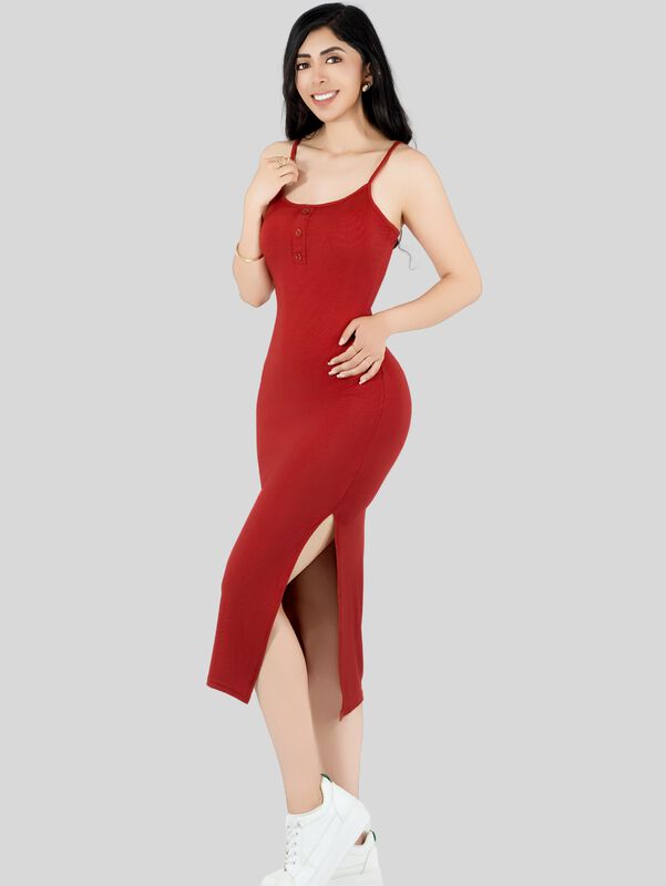 Vestido De Mujer Midi Casual Ves-1022 Rojo Stre... image number null