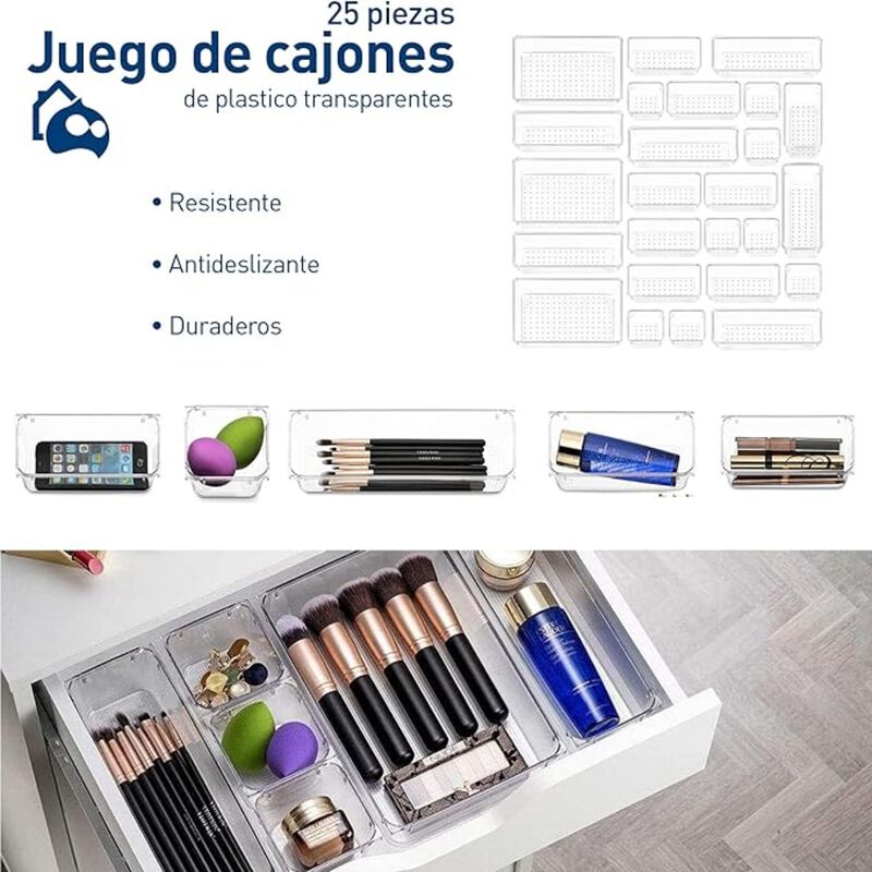 Organizador de Cajones 25 Piezas de Plastico Bl... image number null