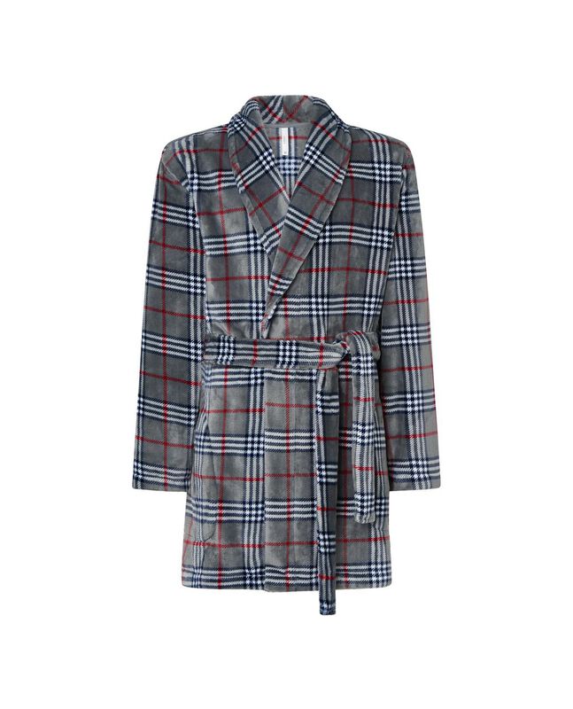 Bata Corta Cuadros Gris Gris image number null