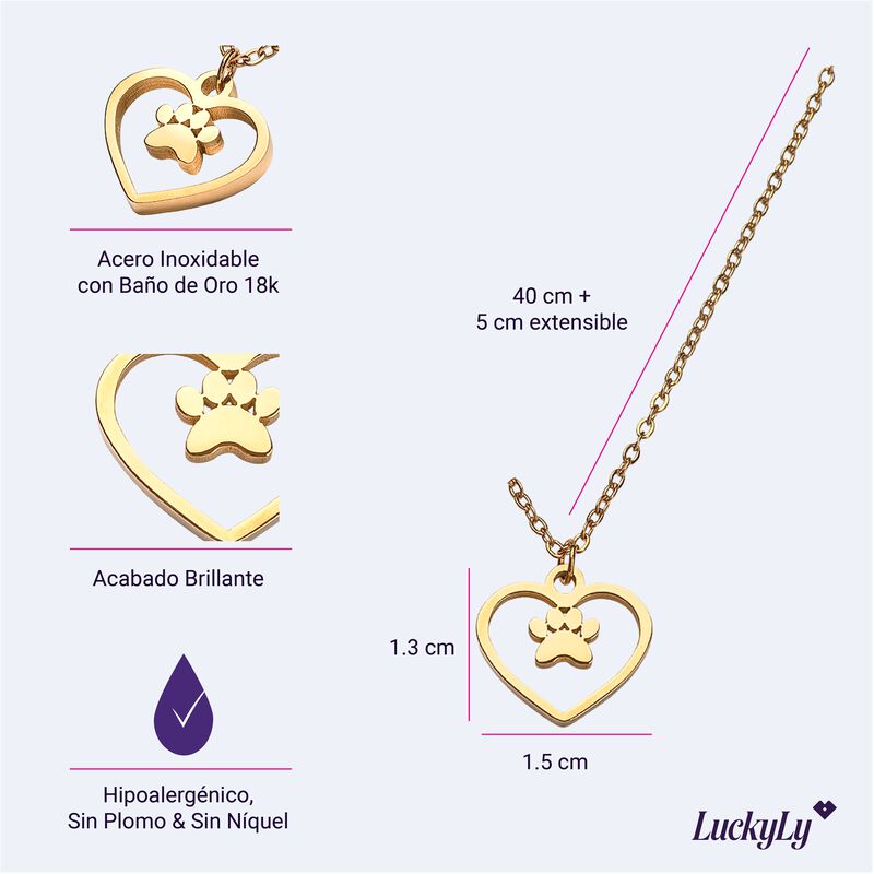 Collares Huella Perro Coraz&oacute;n Regalos Amantes P... image number null