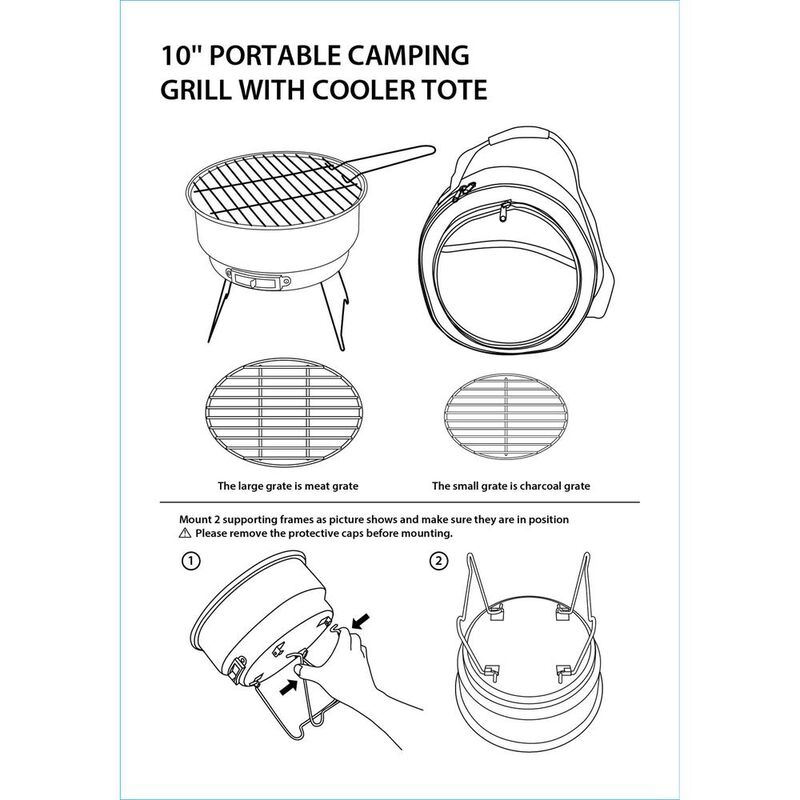 Parrilla de carb&oacute;n port&aacute;til de 10" con hielera,... image number null