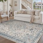 Alfombra Purecozy Azul 147 x 178 cm Con Dise&ntilde;o Floral Y Base Antideslizante