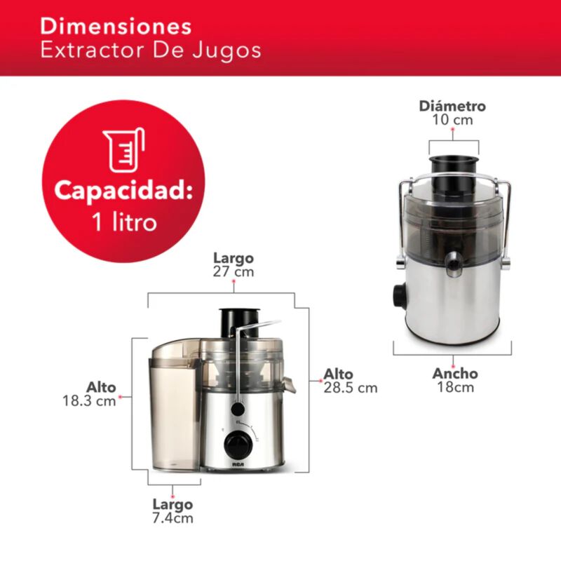 Extractor de Jugos RCA RC-XT1 400W 1L Plata ALB... image number null