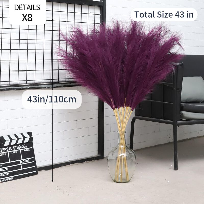 Set De 8 Tallos De Pasto De Pampas Morado 110 c... image number null