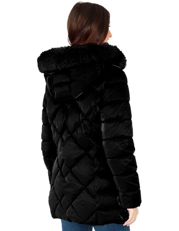 Chamarra Cazadora Mujer Con Gorro Capitonada Ne... image number null