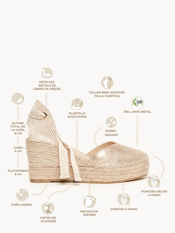 Romero Cu&ntilde;a Media Plataforma Ante Metal Oro image number null